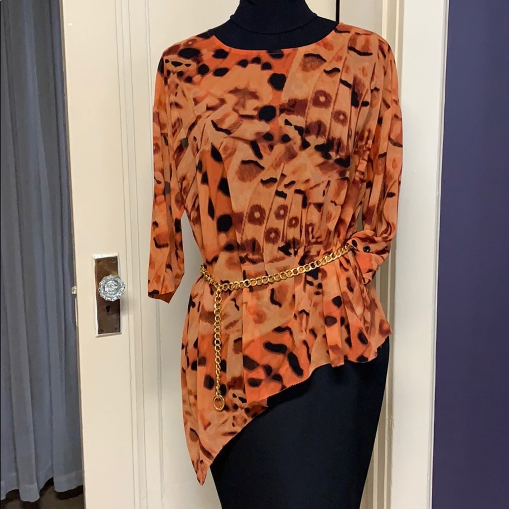 Kenzie silk animal print asymmetrical tunic